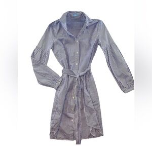J McLaughlin Milbury French Blue Striped Shirt Dress Size Small